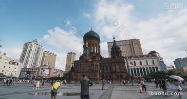 哈尔滨圣索菲亚大教堂索菲亚广场实拍